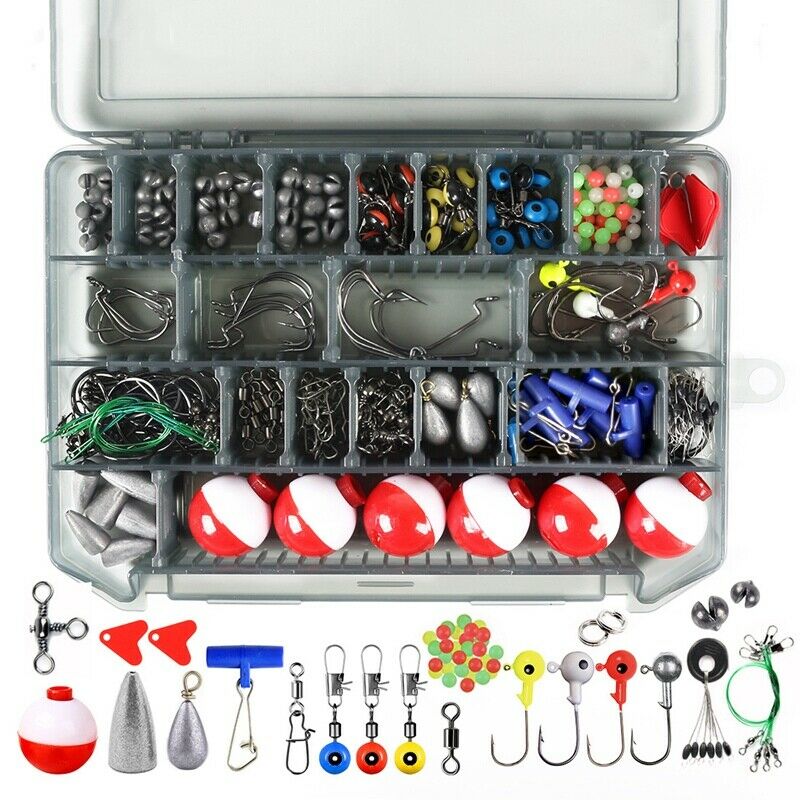 228Pcs Fishing Accessories Kit Including Jig Hooks Fishing Sinker Weights FiP8T2