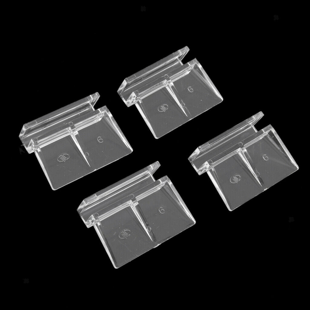 4Pcs Aquarium Fish Tank Plastic Clips Glass Cover Strong Support Holders 6mm