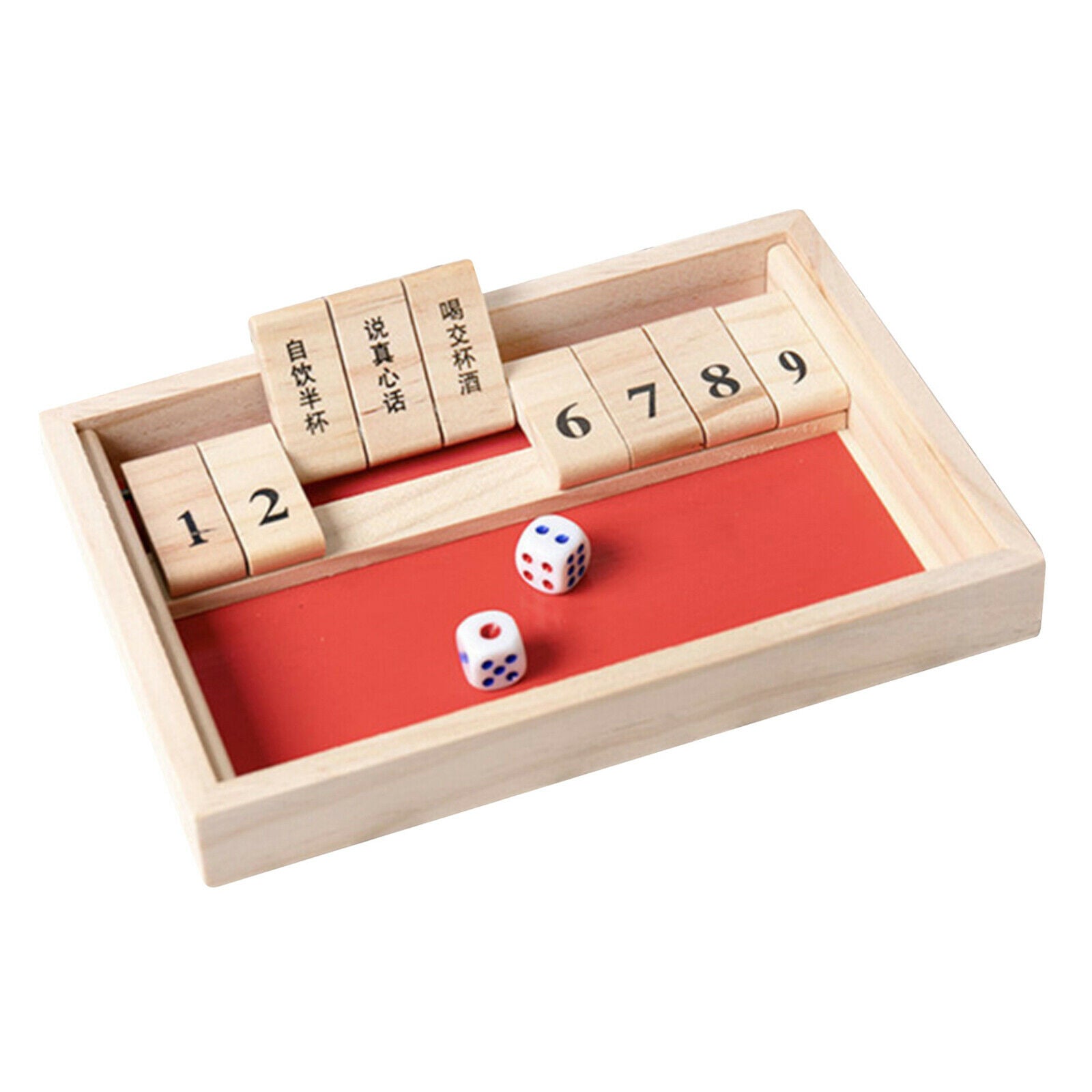 Classic 9 Wooden Numbers Close Box with Dice Board Game Friends Cl