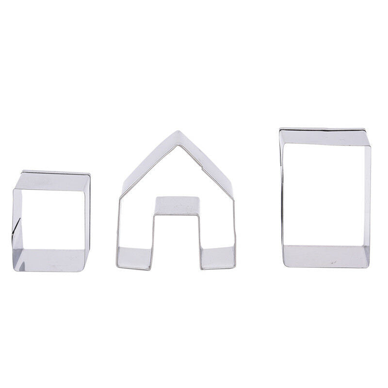 Mini Gingerbread House Cookie Cutter Set 3Pieces Stainless Steel Biscuit M.l8