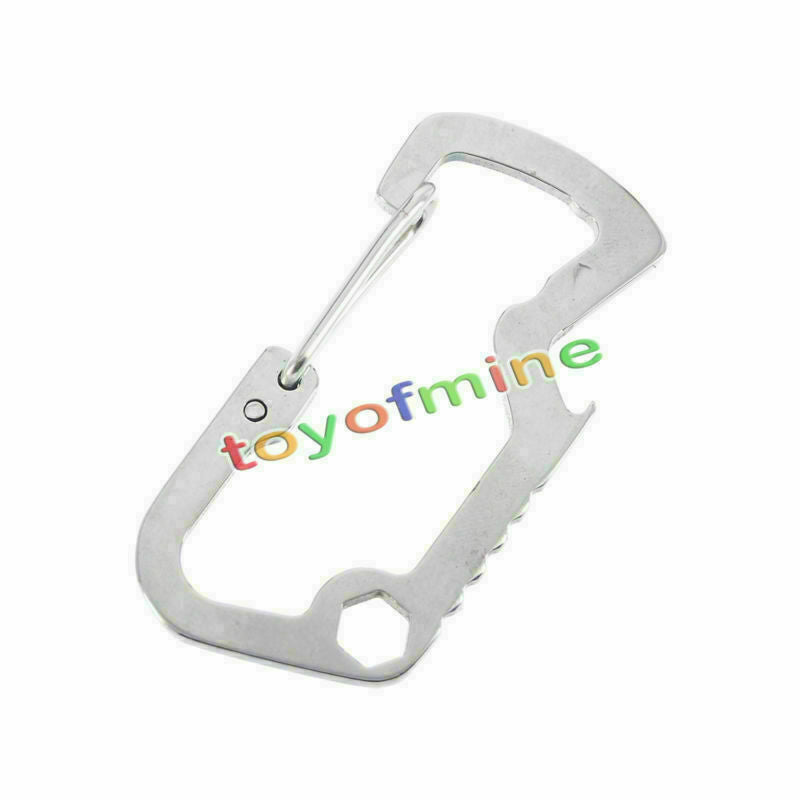 Multi Tool Carabiner Survival Camping Hiking Rescue Gear Mini Keychain EDC