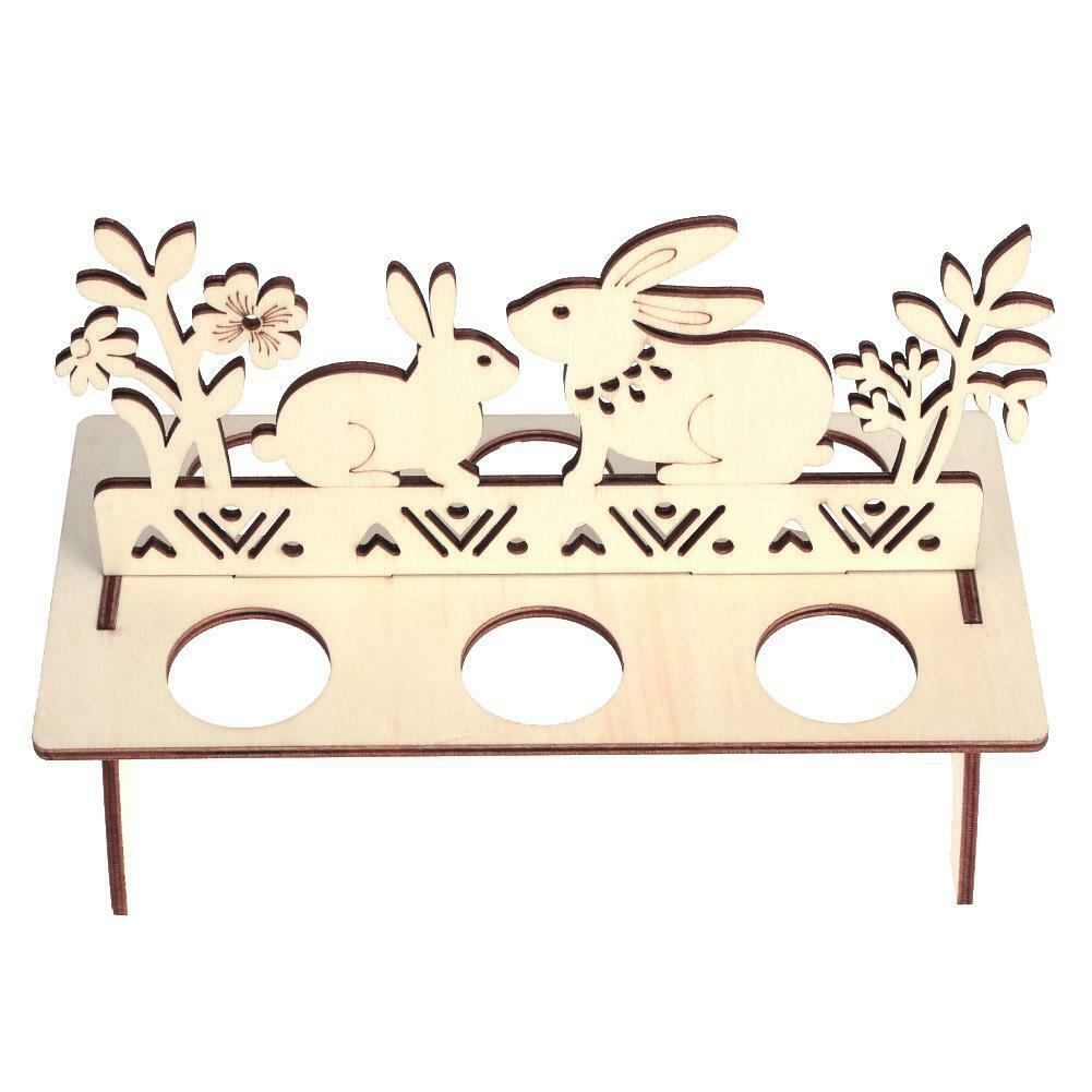 Wooden Easter Egg Shelves Egg Stand Rack Bunny Pattern Easter DIY Decor @