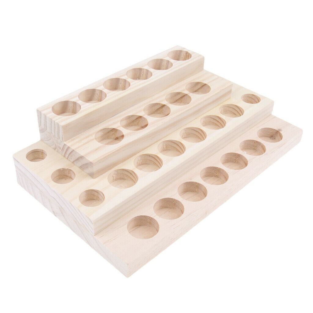 2 Pieces Wooden Essential Oil Holder Display Storage Rack Tray Organizer