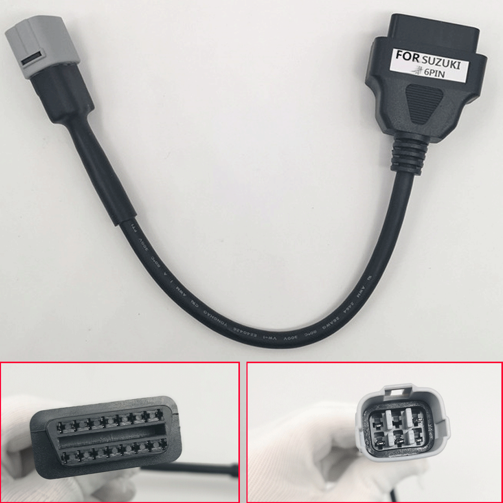 For Suzuki OBD2 6 Pin Diagnostic Plug Adapter Motorcycle Scooter Cable 5 Needles