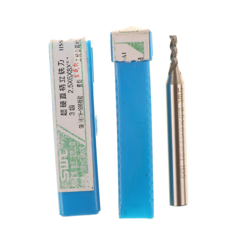 2.5*6*8*52 mm 3 Flute HSS CNC End Mill Cutter Straight Shank Bit Extende.l8