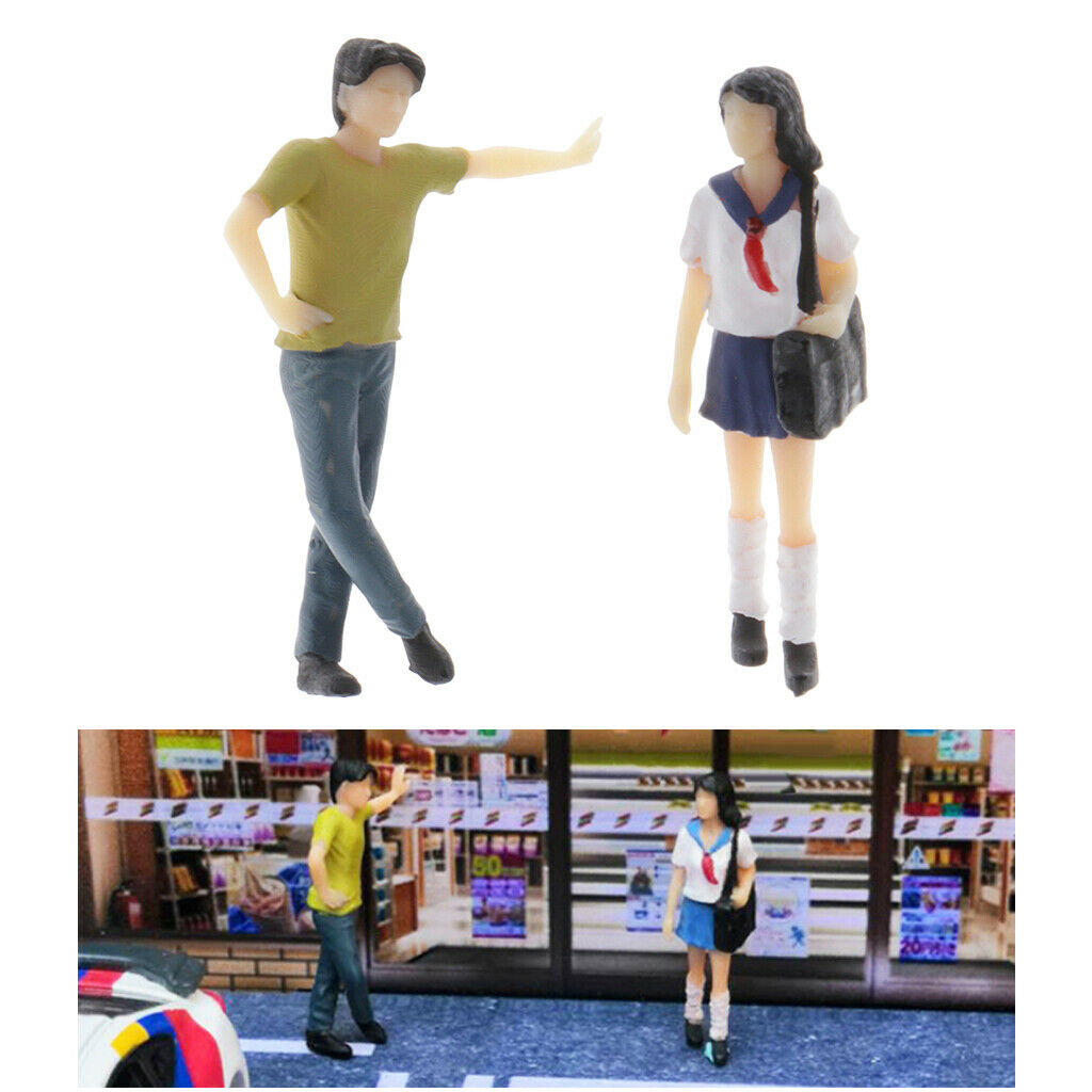 2x Standard Scale Uniform School Student Figures Miniatures Layouts 1/64 S