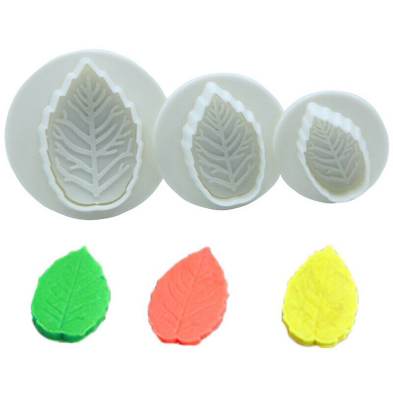 3Pcs/Set Rose Leaf Leaves Plunger Cutter Cake Fondant Decorating Sugarcra.l8