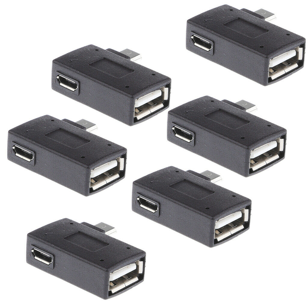 6x Micro USB 2.0 OTG Converter Connector Adapter Left Angled for Cellphone