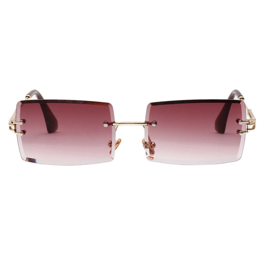 3 Pairs Rimless Sunglasses Designer Tinted Lens Metal Frame Eyewear Anti-UV