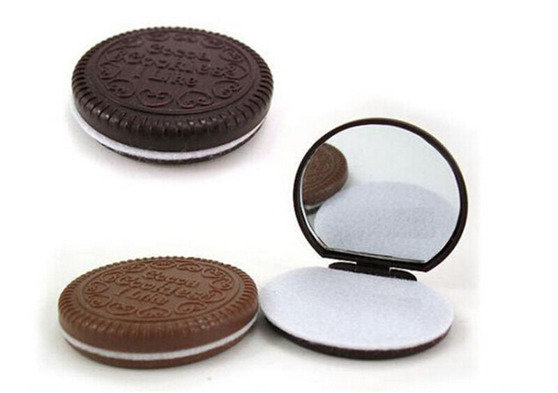 Reliable Mini Pocket Chocolate Cookie Compact Mirror + Comb Make Up Mirror.l8