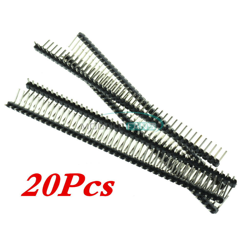 20PCS 40 Pin 2.54mm Right Angle Single Row Male Pin Header PCB  for Arduino