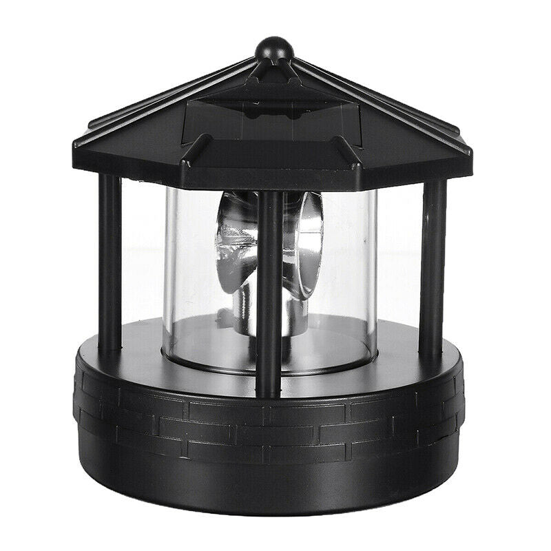 Solar Garden Ornament LED Powered Lighthouse Rotating Light House Outdoor Lamp
