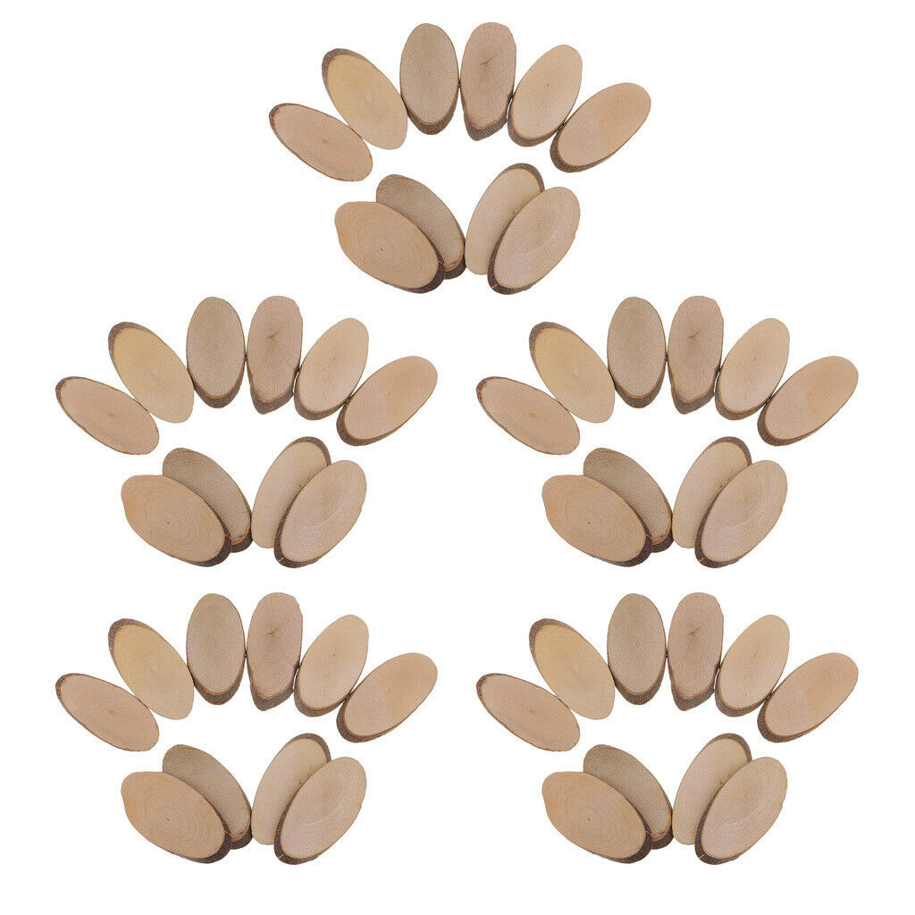 50Pcs Wooden Log Slices Natural Tree Bark Decorative Disc Woodworking Tree