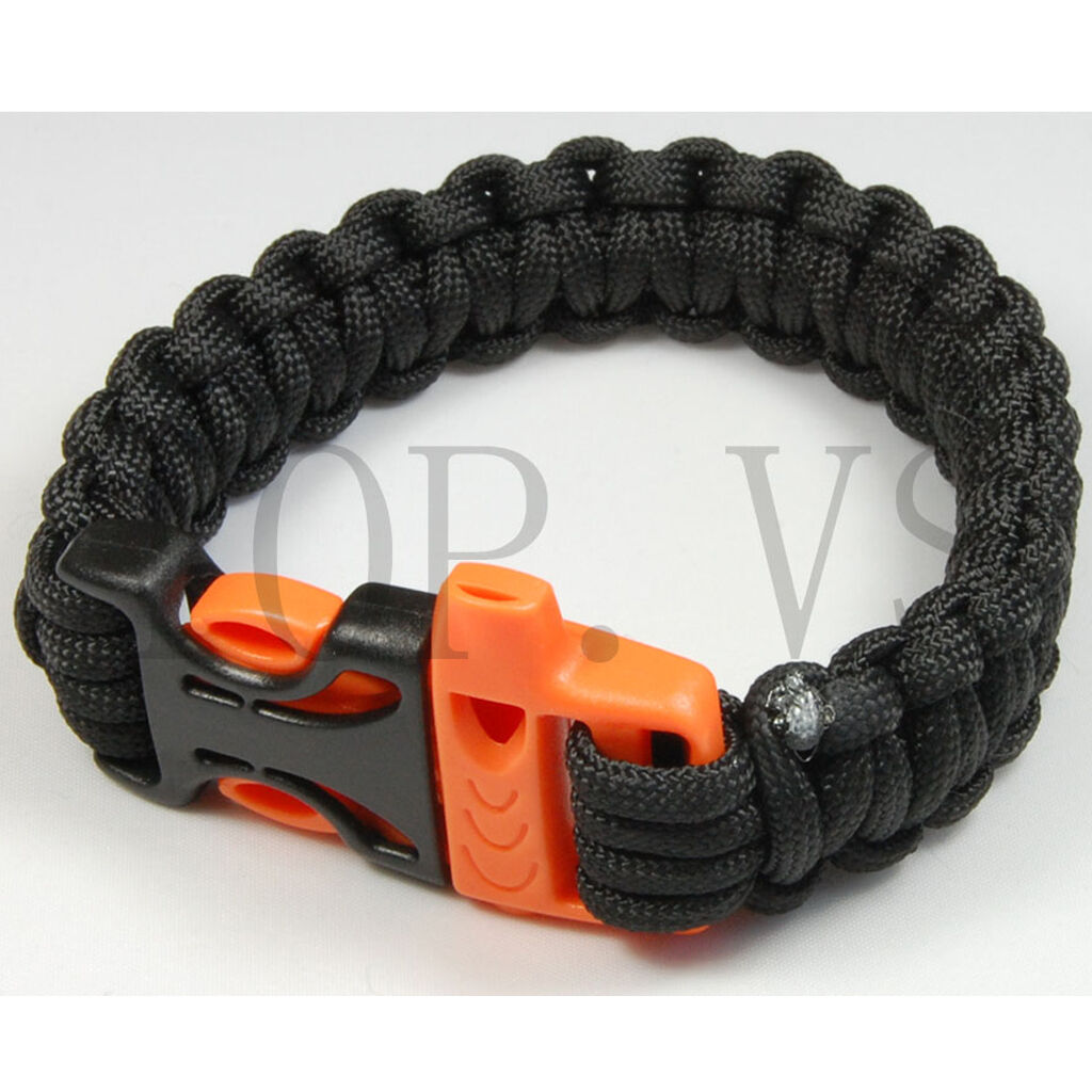 550 Paracord Parachute Cord Military Survival Bracelet Tool Camping Whistle #1