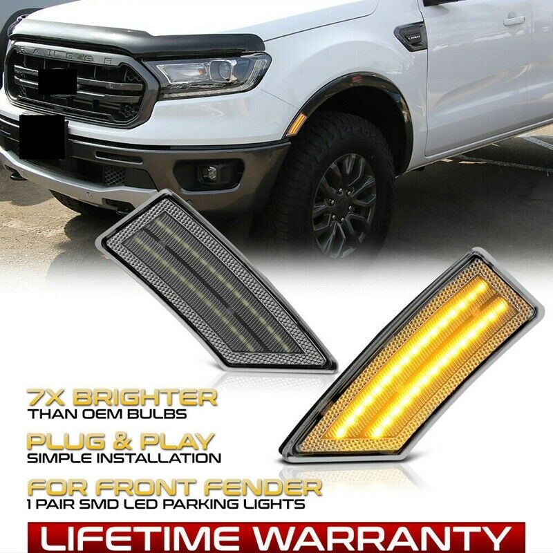 Chrome Housing LED Front Side Marker Parking Lights Strip for Ford Ranger 20U9K7