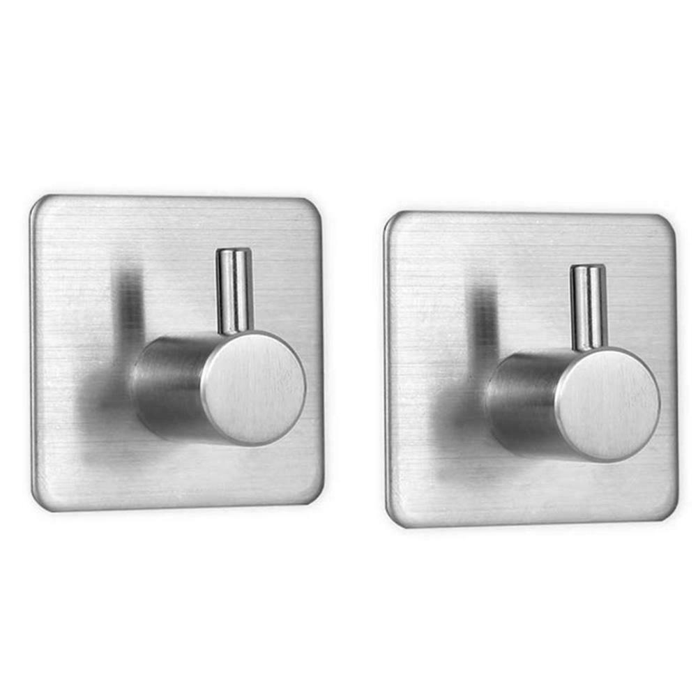 Stainless Steel Bathroom Hook Rustproof Self-adhesive Kitchen Hanger (2pcs) @