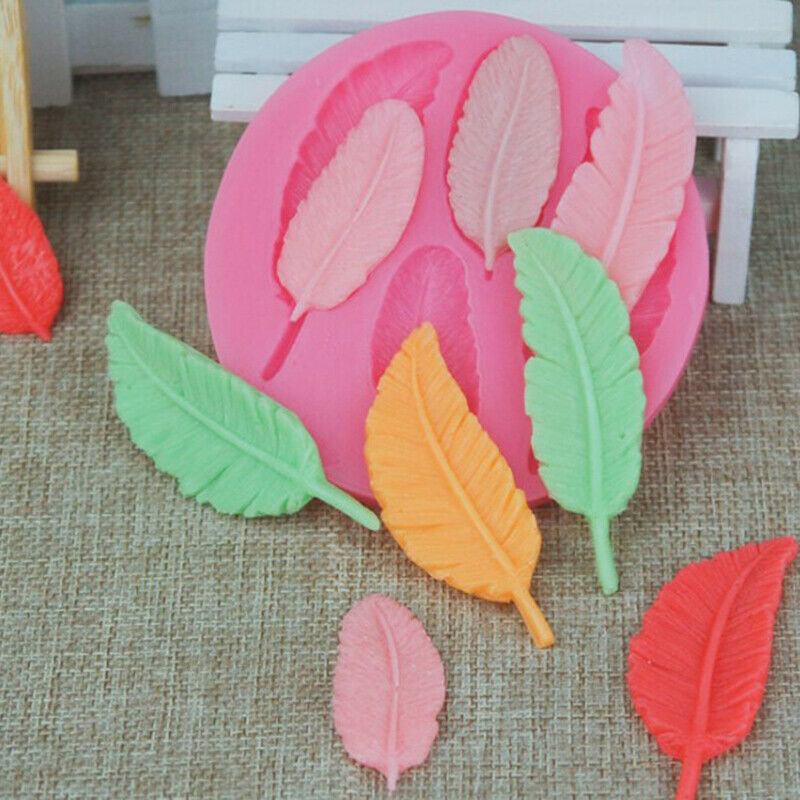 Leaves Feather Shaped Reverse Sugar Fondant Cake Silicone Mold Decoration.l8
