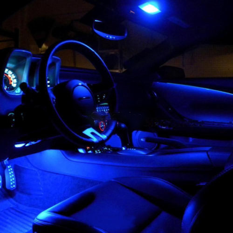 3-SMD Blue LED Strip Lights For Cup Holder Gauge Cluster Glove Box Foot Area