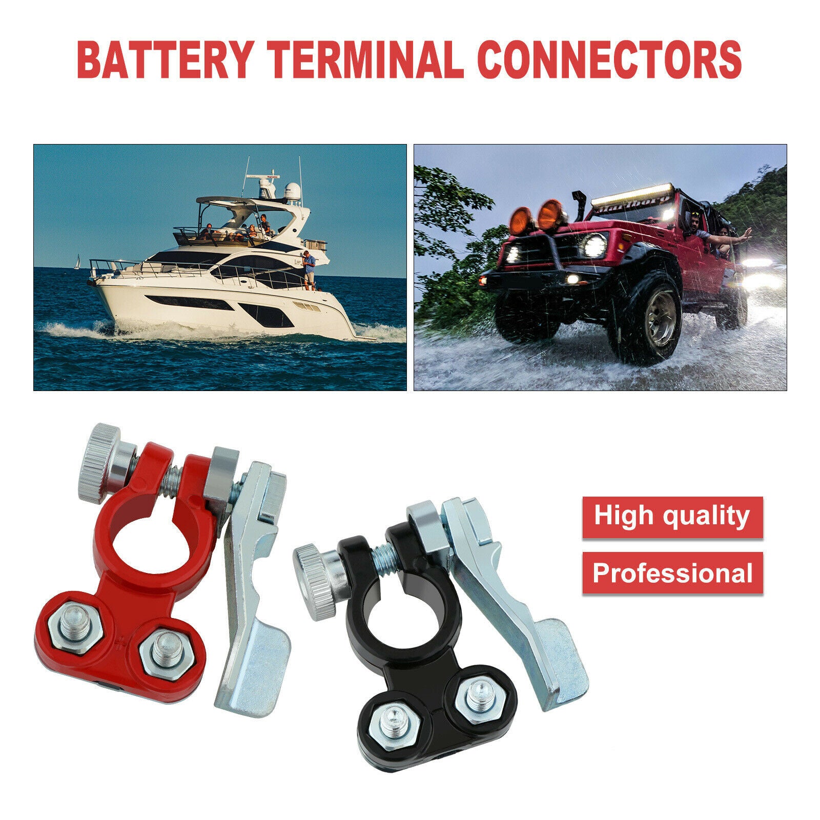 High Performance Adjustable Battery Cable Terminals Clip 1Pair