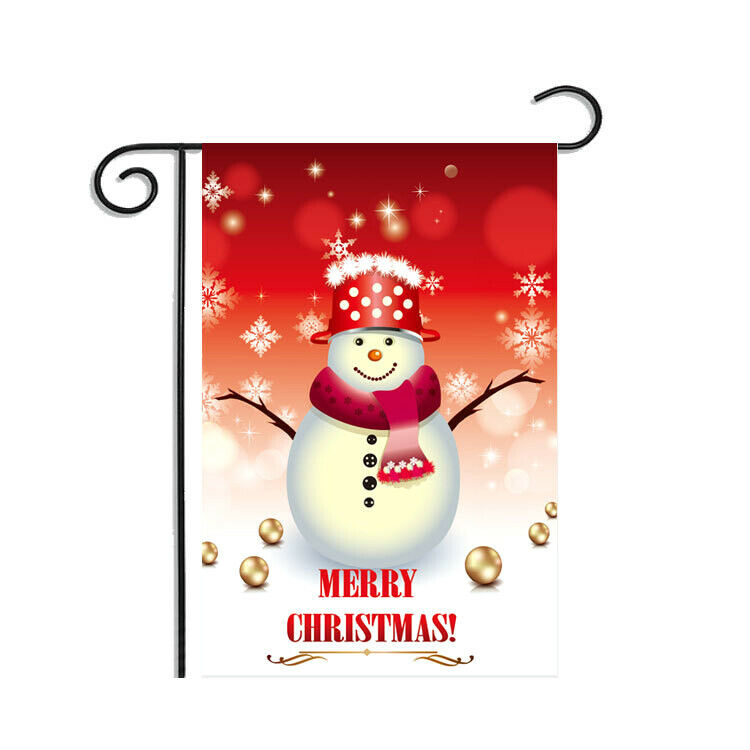 Merry Christmas Garden Flag Snowman Claus Holiday Decor 12"x18"