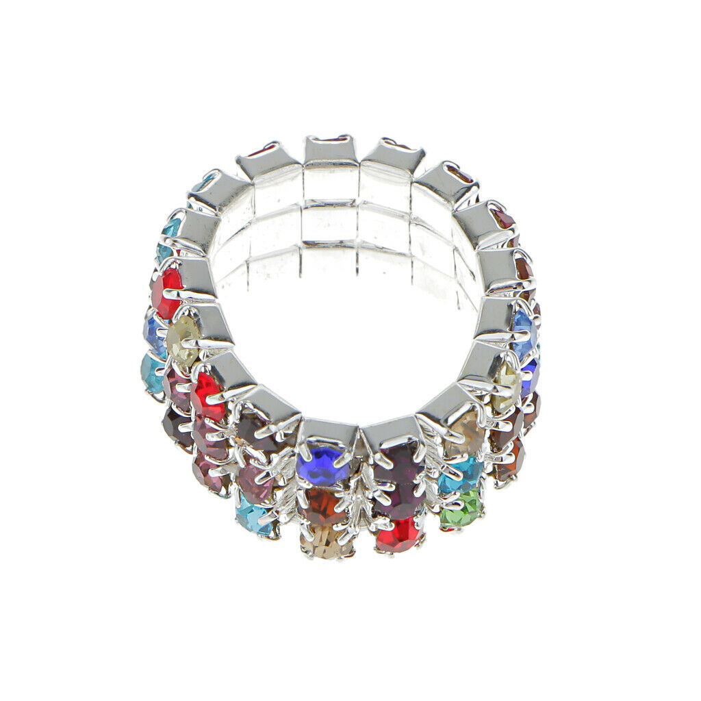Elastic Multicolor 3 Row Crystal Rhinestone Toe Ring Bridal Jewelry 9mm