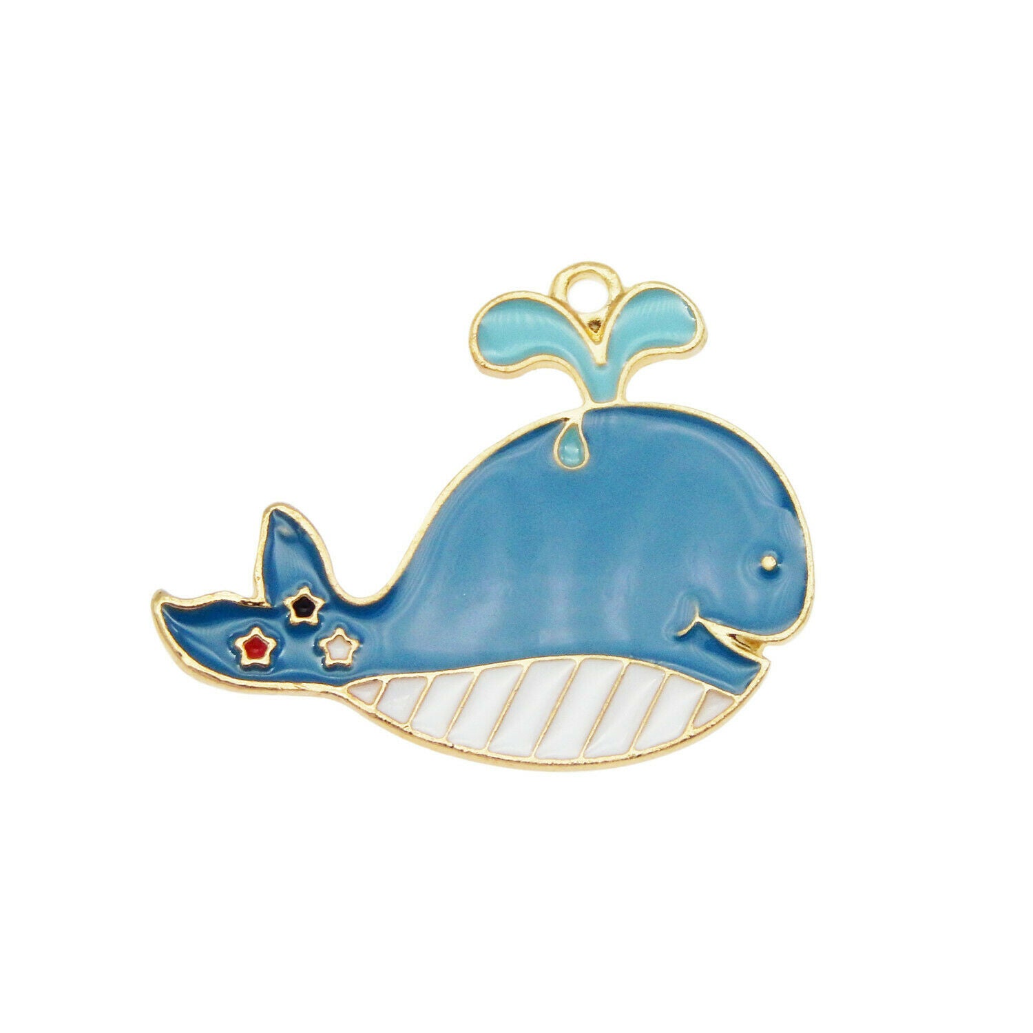 Wholesale 29x23mm Enamel Blue Whale Pendant Charms for Necklace Bracelet 12pcs