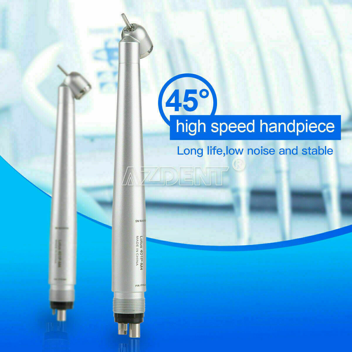 Dental 45°High Speed Handpiece 135℃ Autoclavable Single Way Spray Push Button 4H