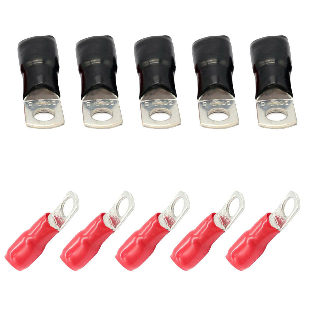 10x Copper Tube Terminals Battery Welding Cable Lug Ring Crimp & Caps 25mm²