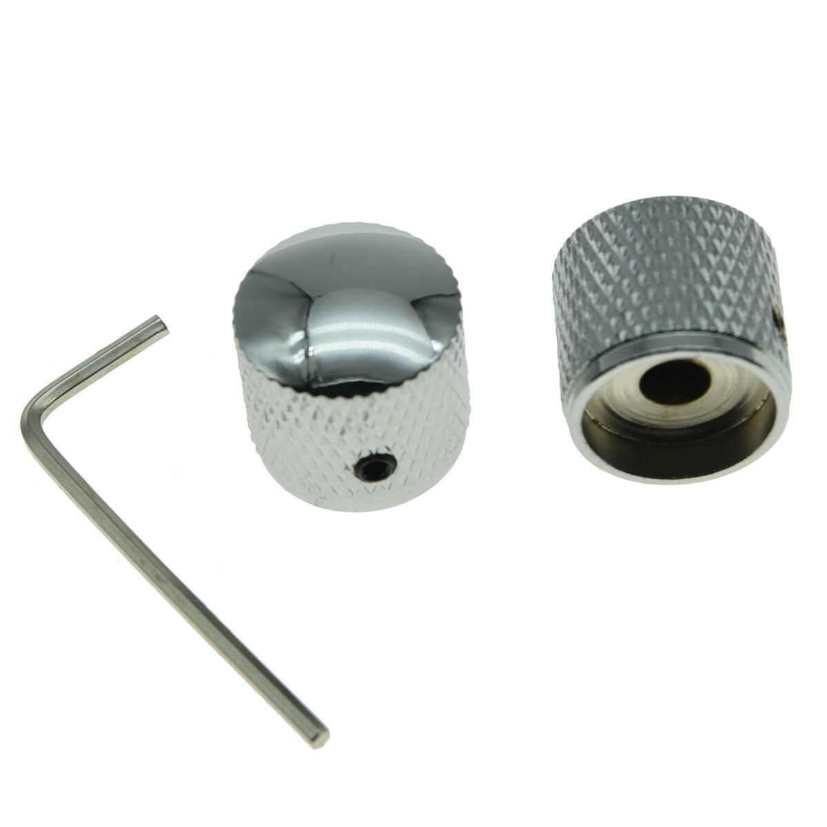 2x Chrome 20mm Bass Guitar Knobs Dome Knobs for Precision P Bass with Set Screw
