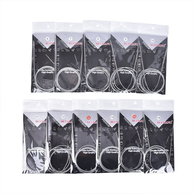 11pcs Stainless Steel Circular Knitting Needles Crochet Hook Weave 47"120cm BDA
