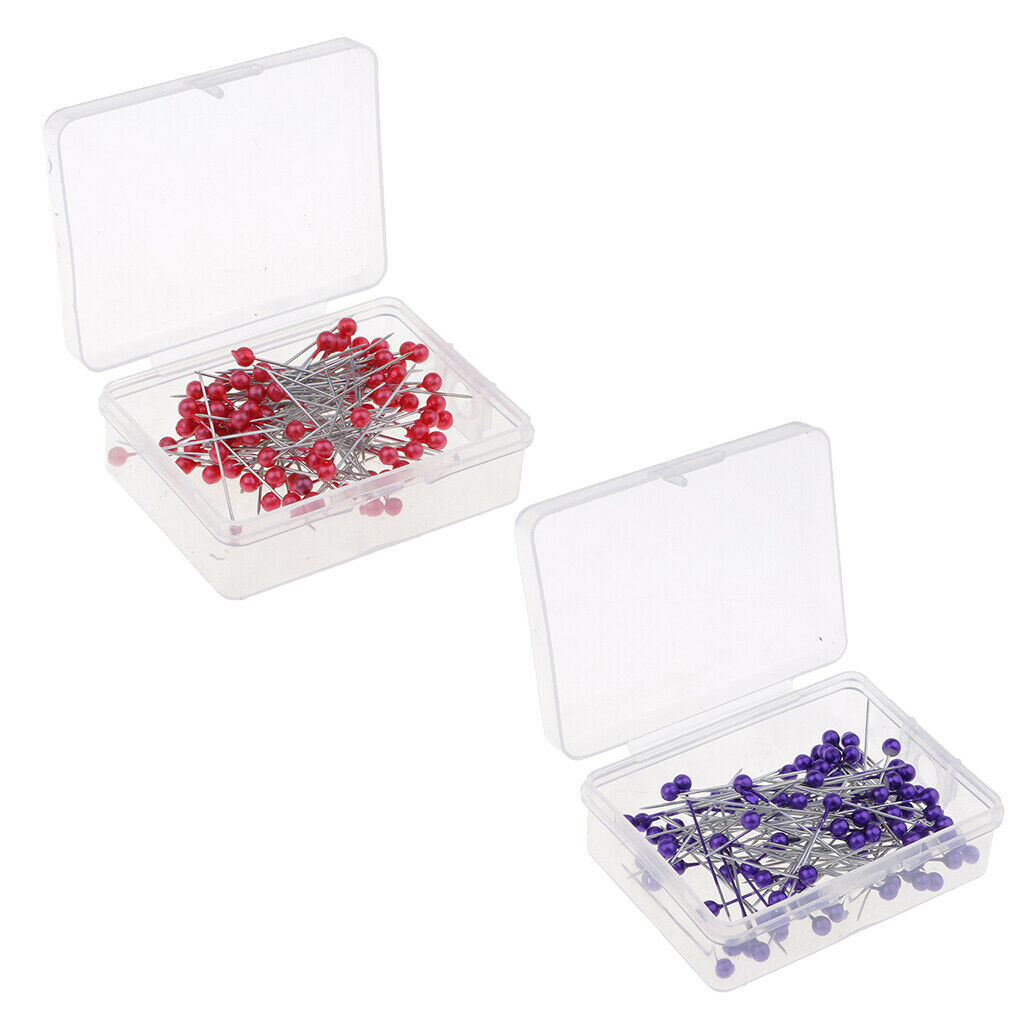 200pcs Multicolor Pearlized Head Pins for DIY Jewelry Components Red/Purple