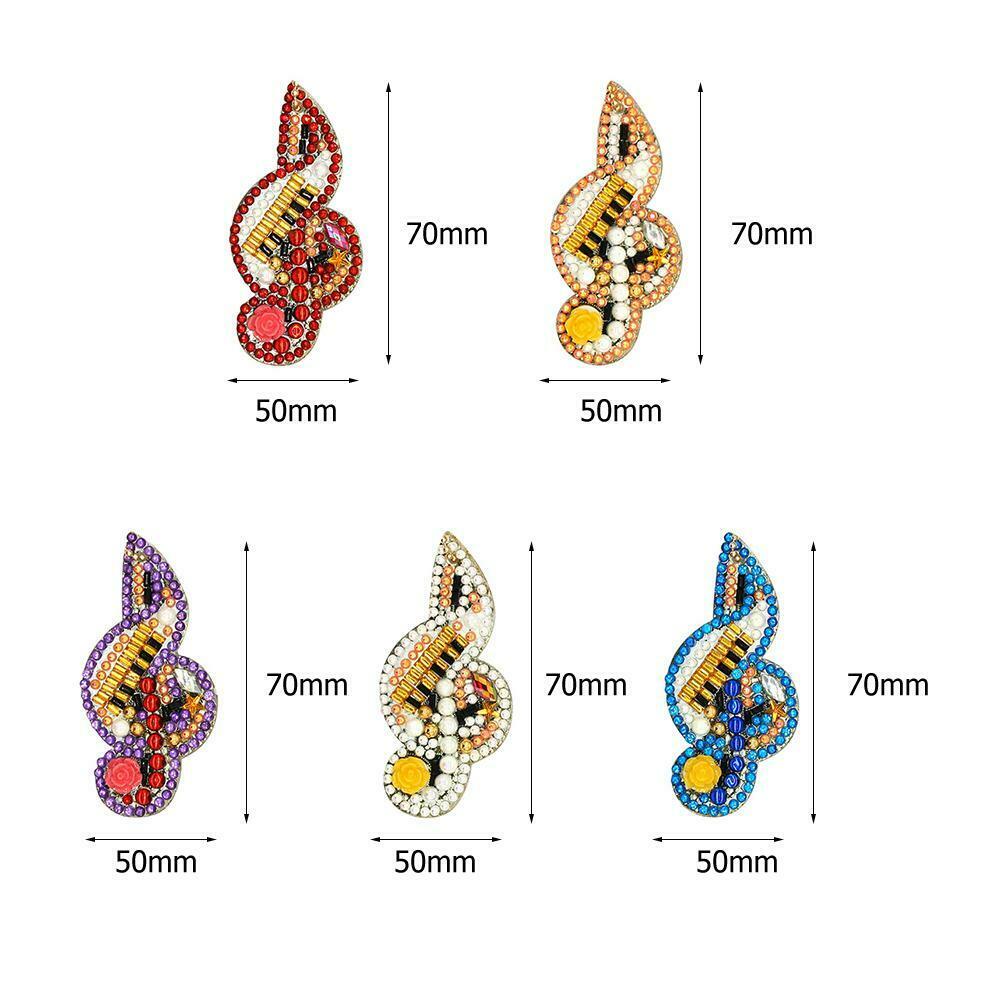 5pcs DIY Full Drill Diamond Paintng Special-shaped Musical Notes Key Chains @