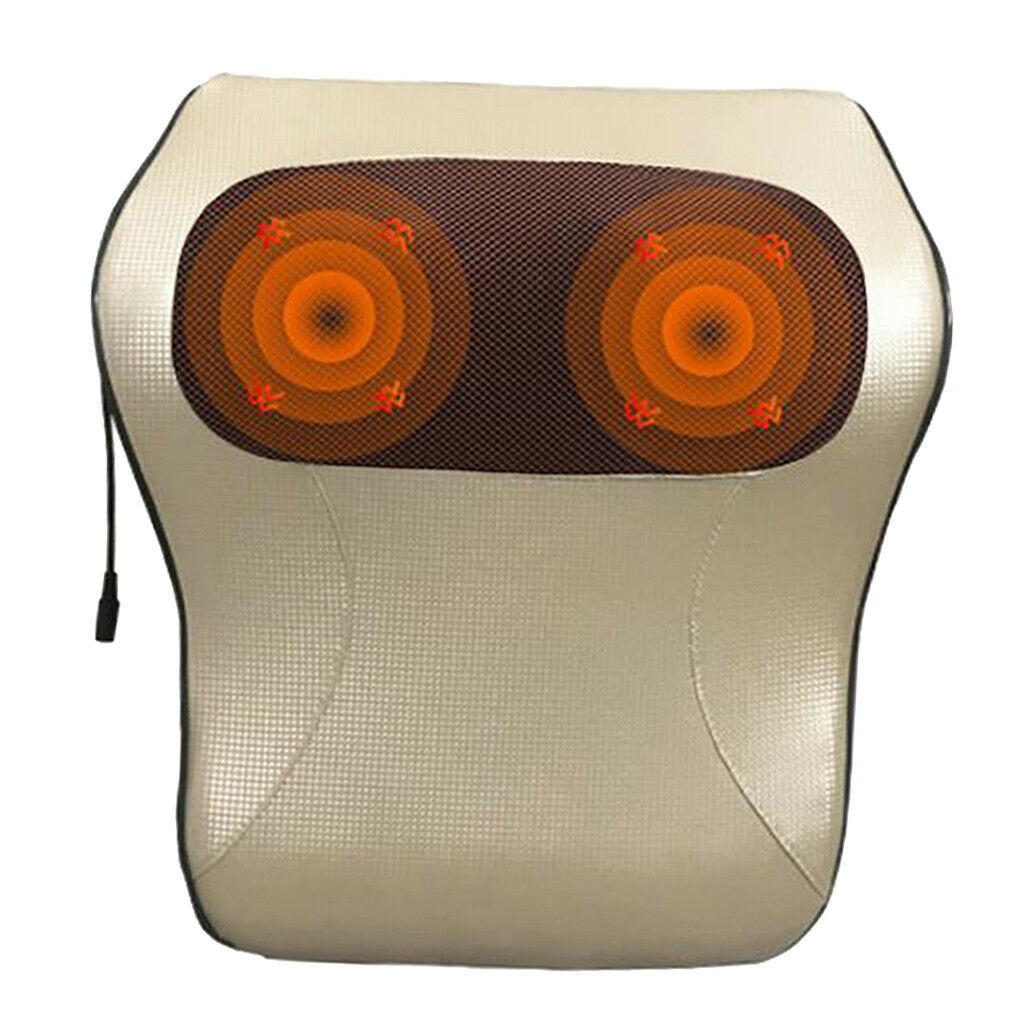 Neck Back Massager Pillow with Heat Deep Kneading Cushion UK Plug Golden