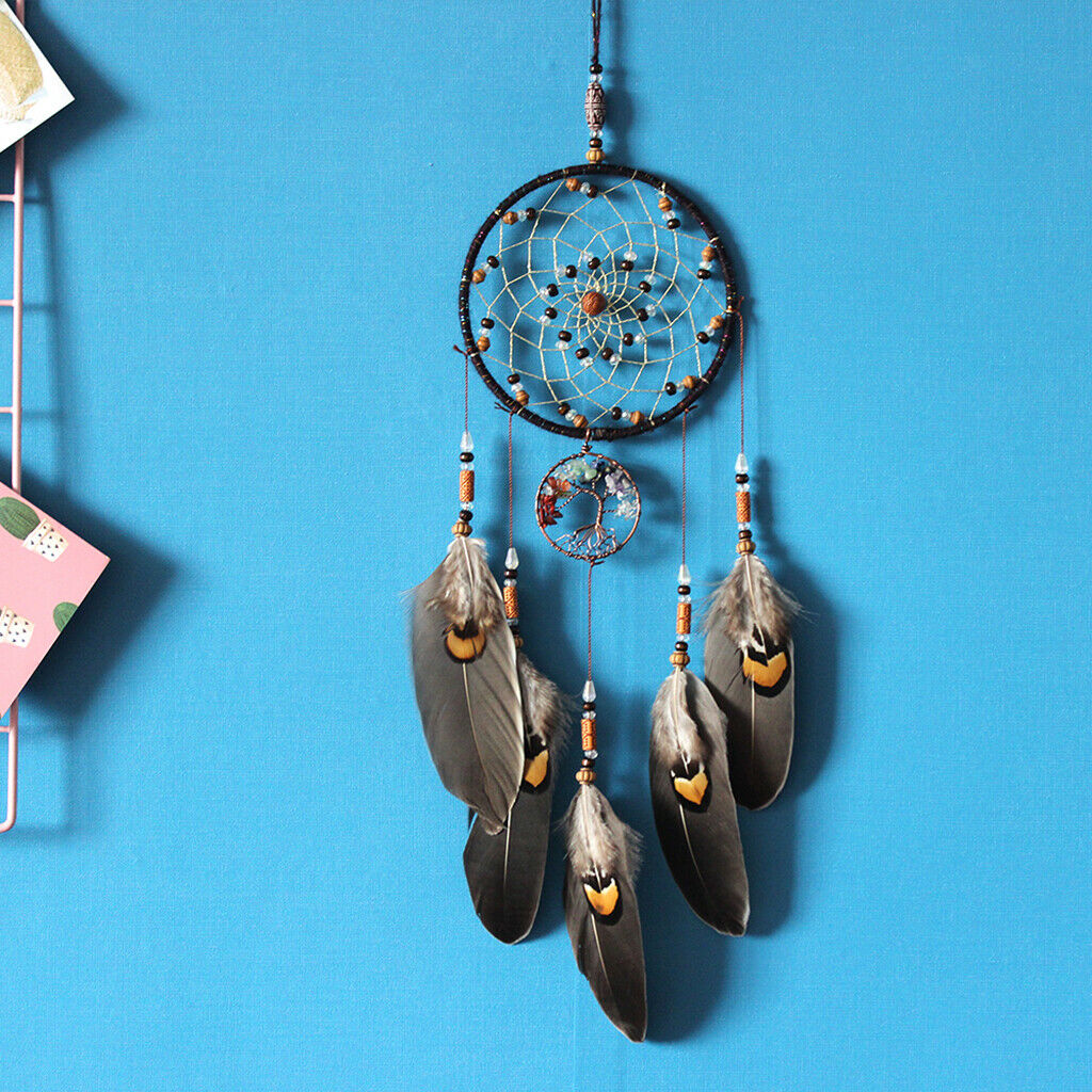 Handmade Dream Catcher Circular w/ Feather Wall Hanging Home Decor Ornament