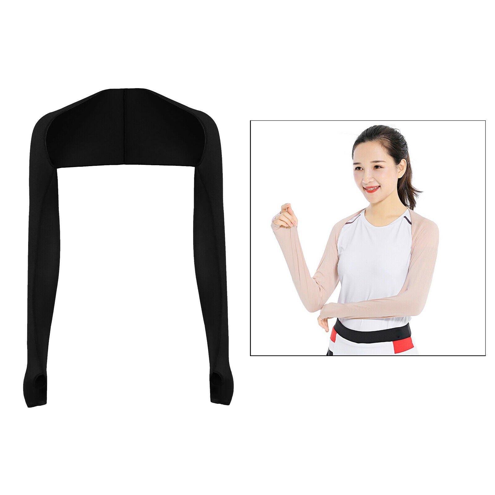 2X Cooling Shawl Arm Sleeves Summer Sun Protection Golf Accessory Black