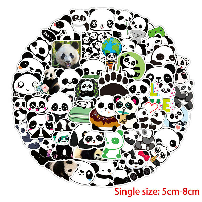 50pcs Small Panda Stickers Classic Graffiti For Suitcase Cool Laptop Skatebo Kt
