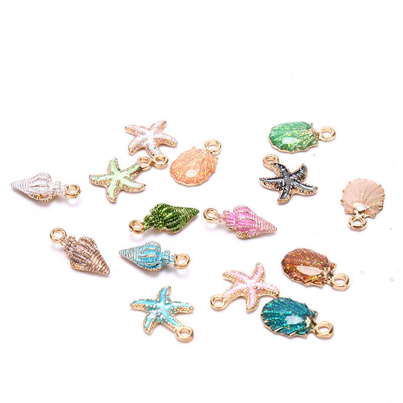 15 x Enamel Conch Sea Shell Charms Ocean Pendants DIY Handmade Accessorie.l8