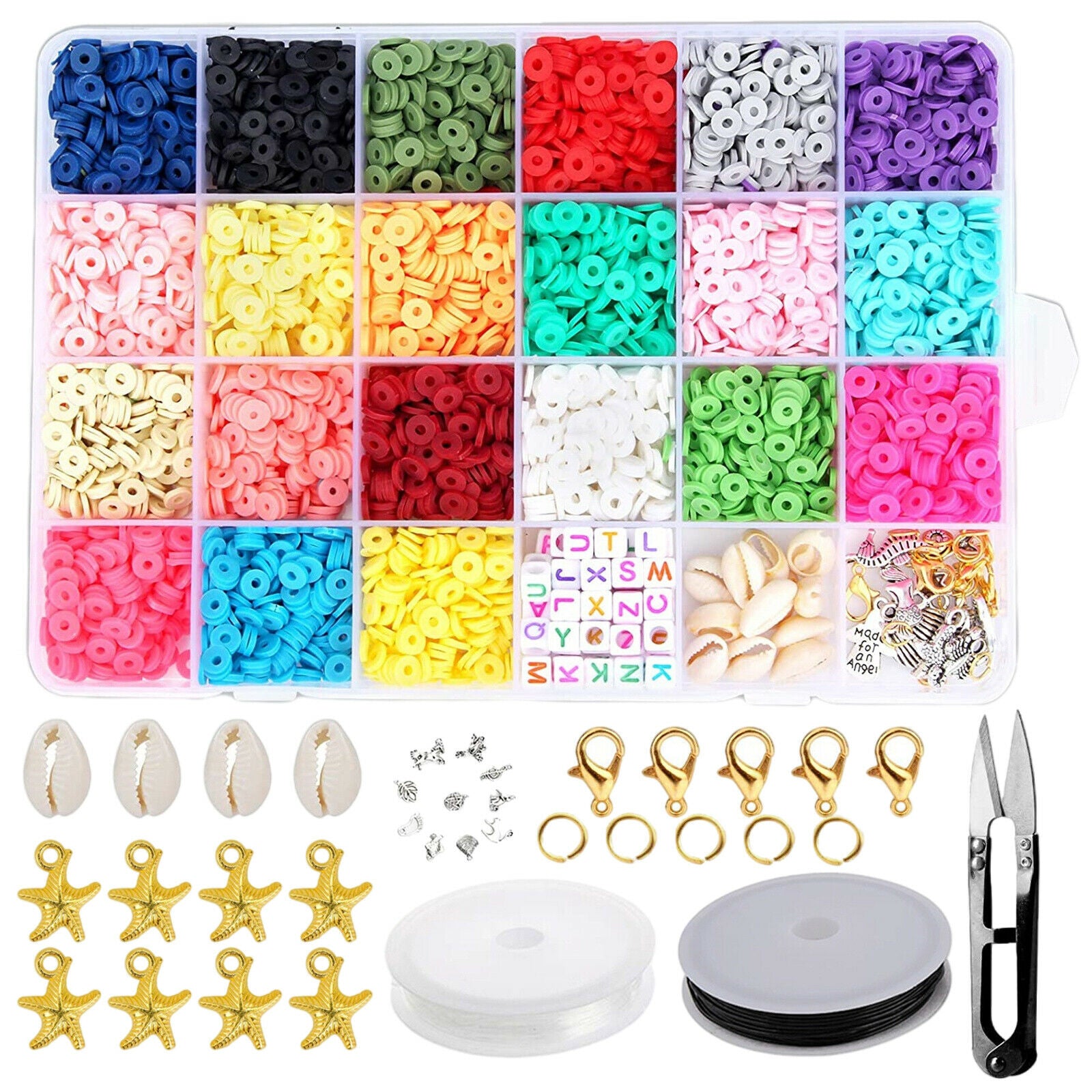 3931Pcs Clay Beads 6mm Spacer Beads DIY Jewelry Earring Finding Kit Supplies