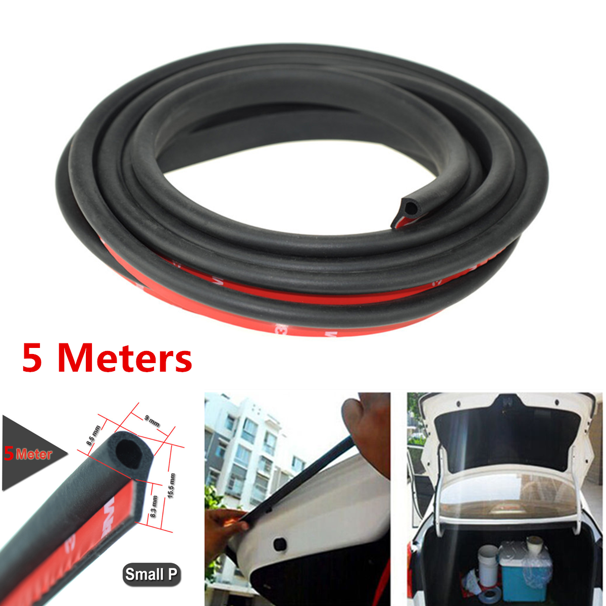 Universal 5M Small P Type Car Door Edge Seal Strip Noise Insulation Weatherstrip