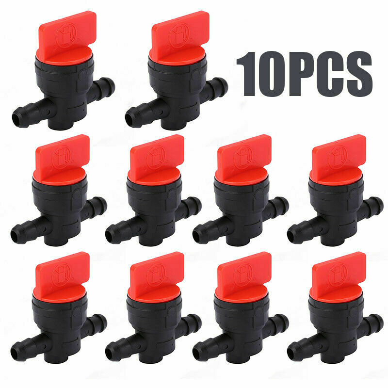 10Pcs Plastic 1/4 In-Line Straight Fuel Gas Cut-Off Shut-Off Valve Lawn Mower