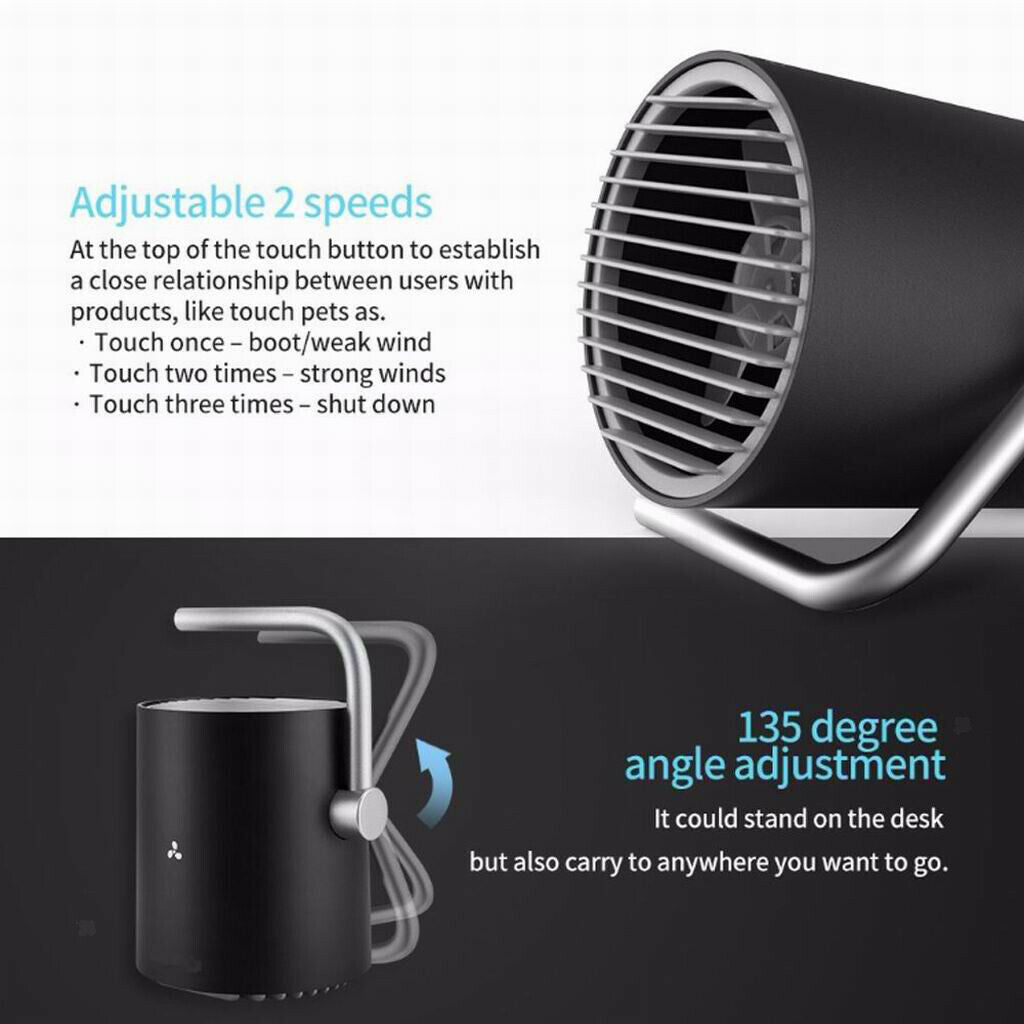 USB Table Fan Ultra Quiet Portable Cooling Fan Rotatable Touch Control