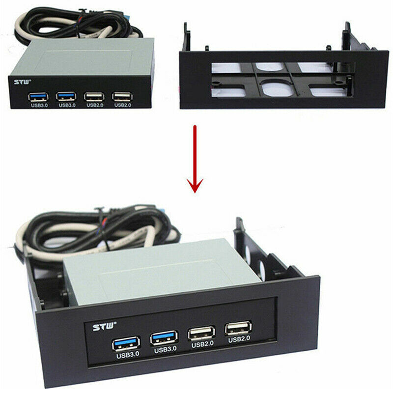 Black 3.5" to 5.25" Drive Bay Computer PC Case Adapter Mounting Brac OZBD