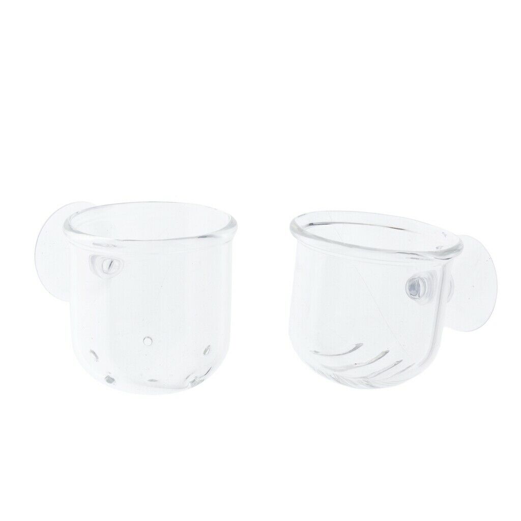 Set of 2 Fish Feeder Aquarium Clear Live Worm Bloodworm Food Feeding Cup