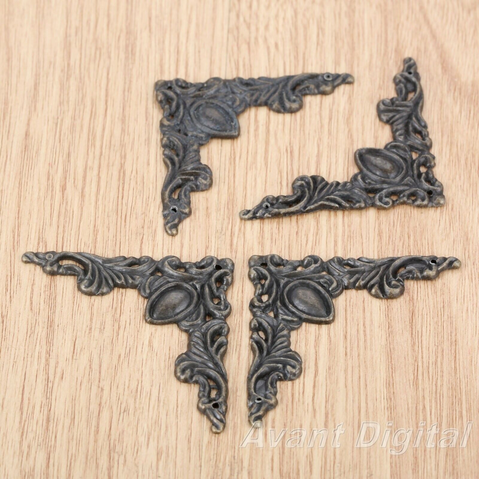 4Pcs 50mm Triangle Flower Embellishment Scrapbooking Retro Jewelry Box Protector