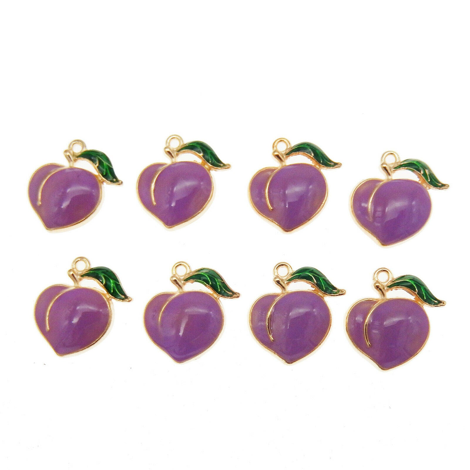 20pcs 17x16mm Enamel Purple Peach Fruit Charms Pendant Jewelry DIY Making Crafts