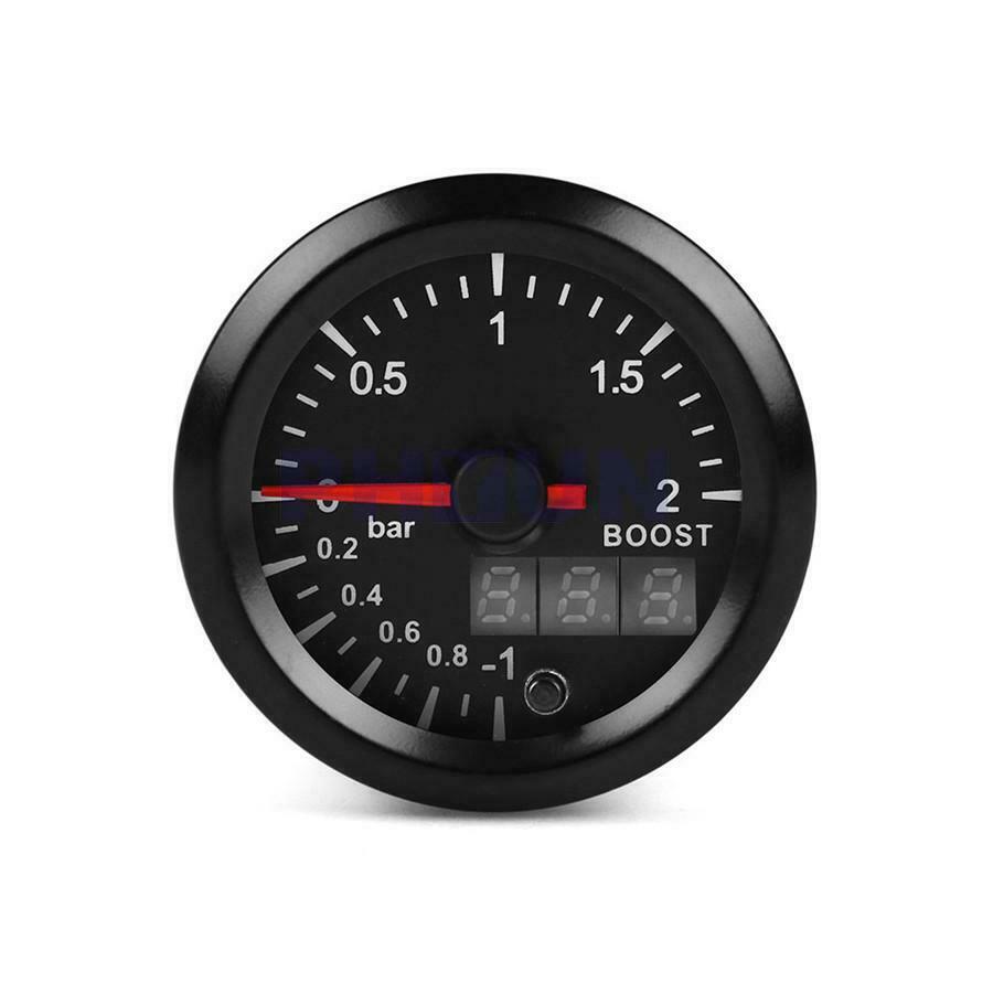 2" 52mm LED Digital & Pointer Car Turbo Boost Meter Bar Pressure Gauge 7 Colors