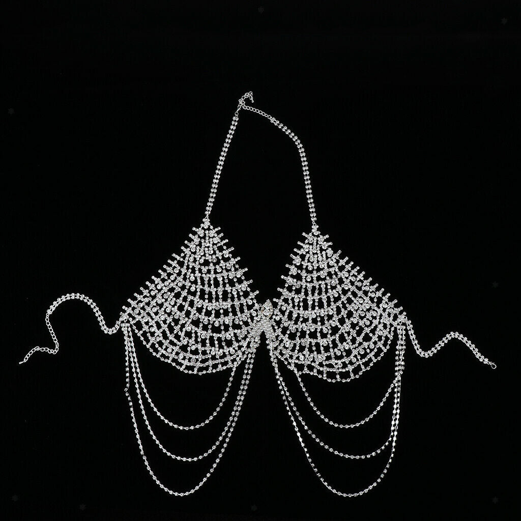 Tassel women body chain fashion jewelry belly harness bikini necklace -