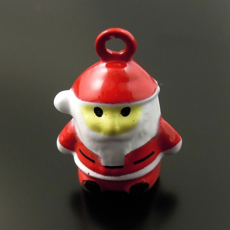 10 pcs Christmas Santa Claus Jingle Bell Painted Charm Necklace Pendant #35266