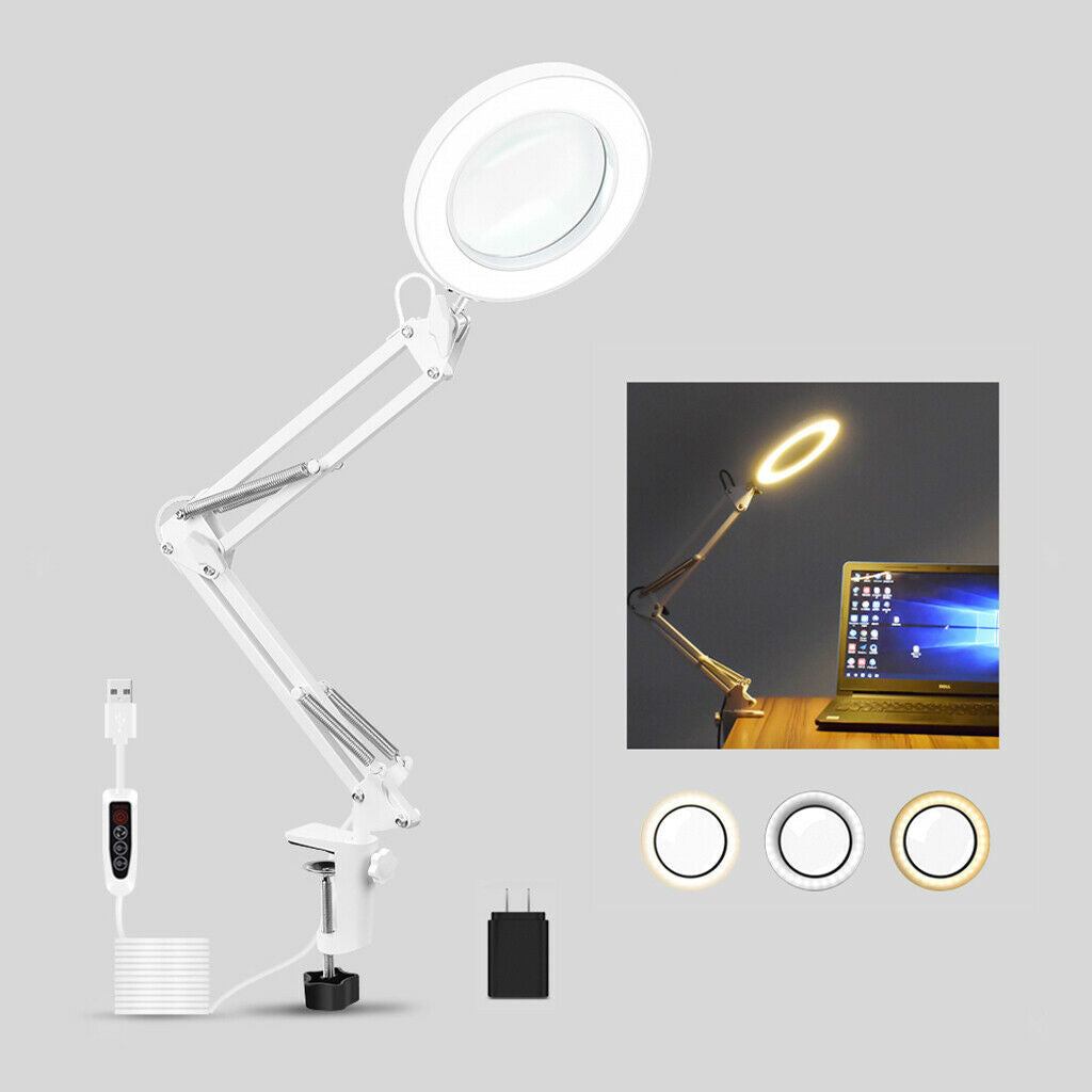 5X USB Magnifying Lamp Tabletop Magnifier Reading for Jewelry Watches Repair