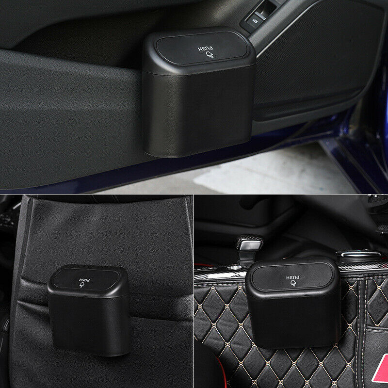 Car Trash Can Garbage Bin Bag Organizer for Vehicles Waterproof Black w/ Hook